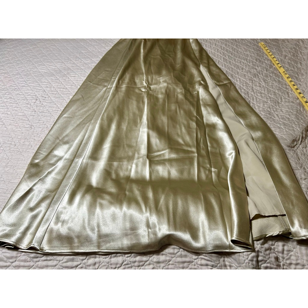 Birdy Grey Monica Shiny Neutral Champagne Halter Dress Size S Bridesmaid Prom - Picture 9 of 12